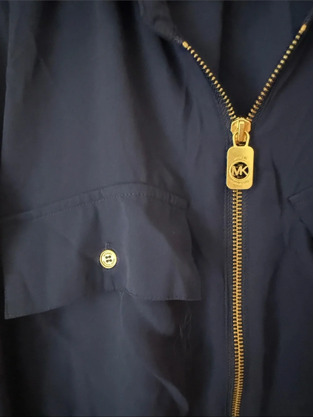 Michael Kors Navy Half-Zip Tunic with Gold Accents